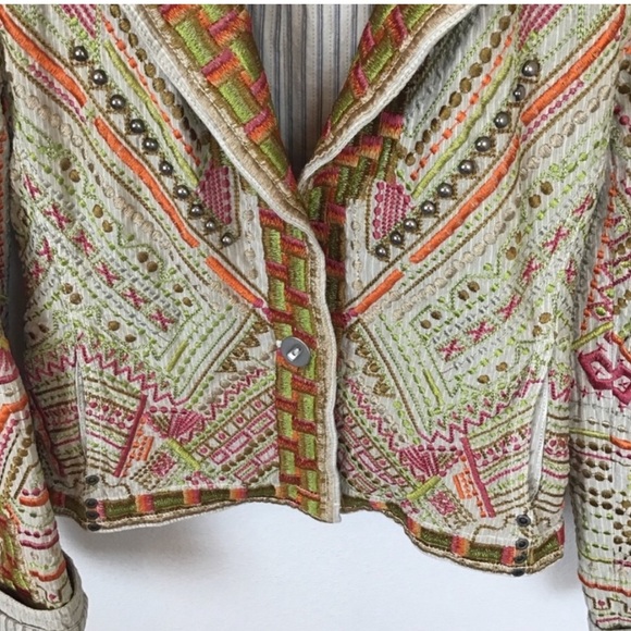 Johnny Was BIYA Jacket Embroider Beaded Blazer S - Picture 3 of 8